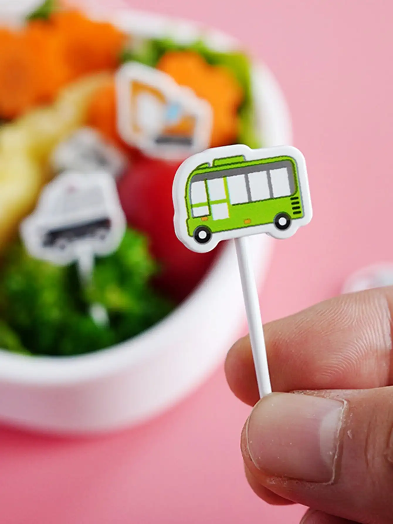 1set Car Castle Vegetable Crockery Cute Mini Toddler Children Fruit Forks Toothpicks Kids Food Picks Cartoon