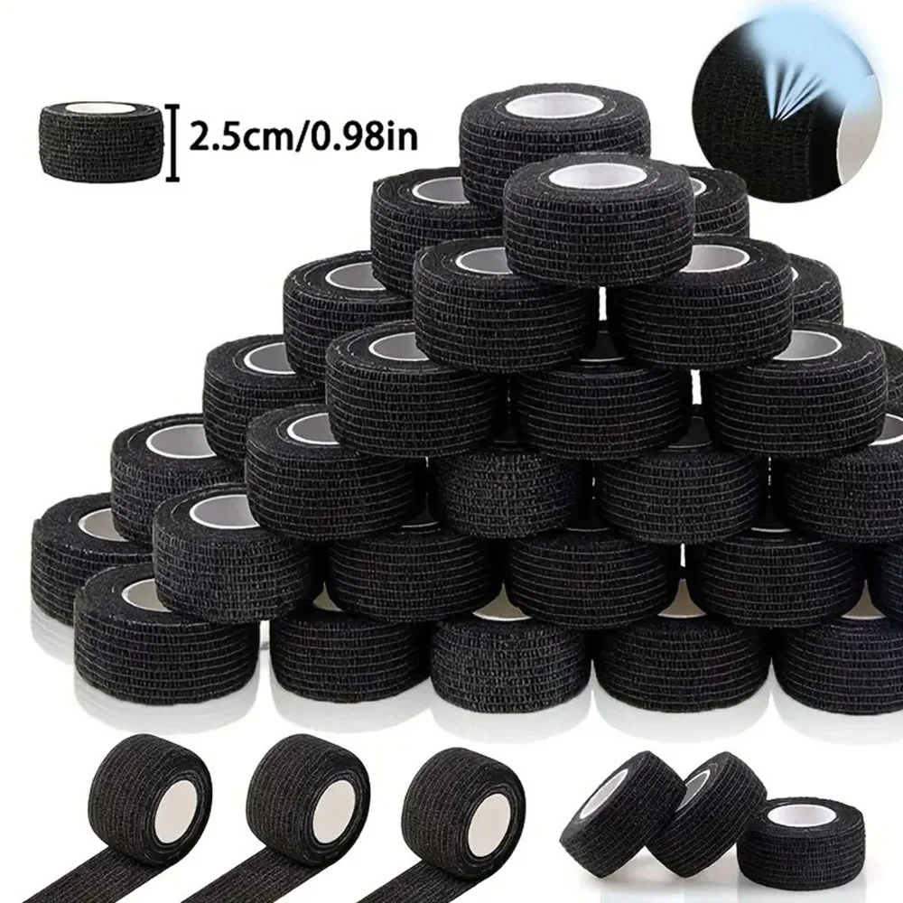 96/48/24/1PCS Tattoo Grip Cover 2.5CM X 4.5M Black Tattoo Bandage Tapes Self-Adhesive Elastic Bandage Roll Tattoo Accessories