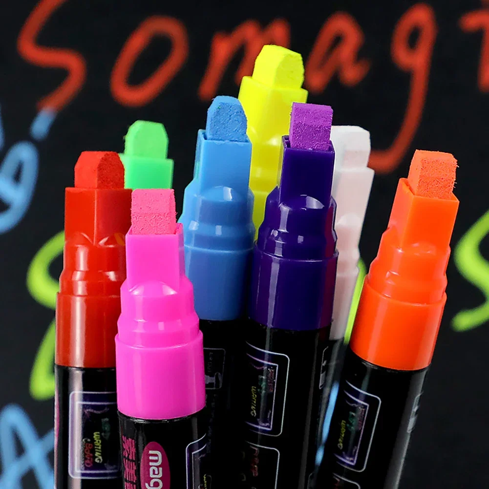 8 Colors Liquid Chalk Markers Pens Washable Wet Erase Neon Chalk Markers For Blackboard Chalkboard Signs Glass Window Kids Art