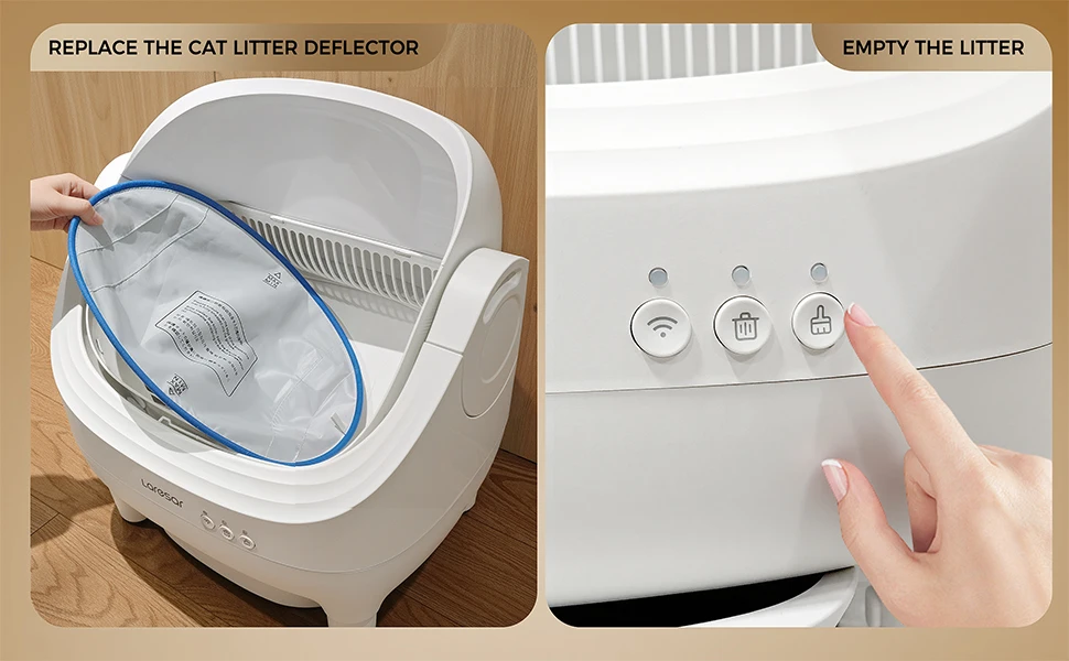 Laresar Elektrische Selbstreinigende Katzentoilette mit App-Steuerung, Aromatherapie, Infrarotsensor und Schutzfunktion für die Sicherheit der Katze, Große Kapazität, Haushaltsgerät – Detail 4
