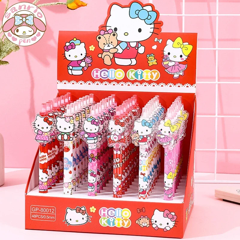 

Sanrio мультфильм 6 шт. гелевая ручка Hello Kitty с новым годом креативные 0,5 черные школьные канцелярские принадлежности искусственные ручки оптовая продажа