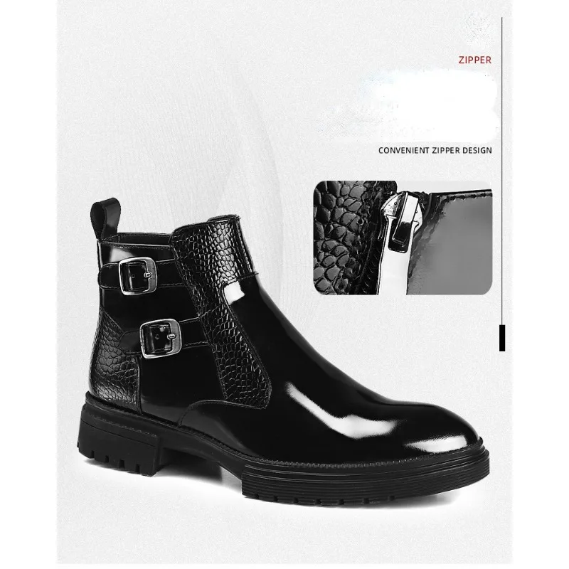 High Quality Men Leather Boots 2024 High Top Warm Platform Boots Comfortable British Style Work Boot Designer Luxury Brand Shoes