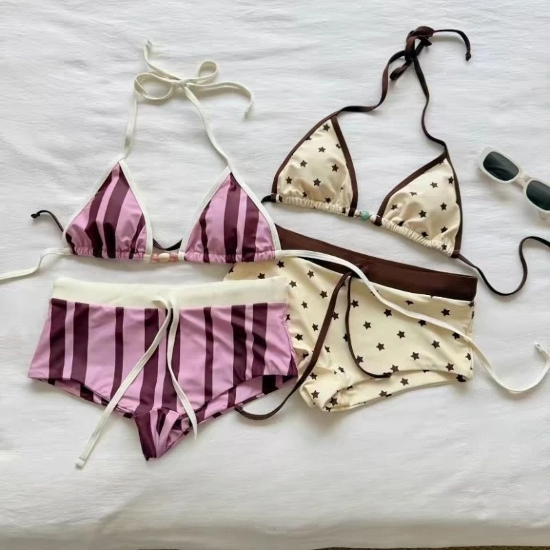 Amerikanisches Y2K Bikini-Set Sexy Damen Schnür-Badeanzug Zweiteiliger Badeanzug für Strand Pool Party 2026 Urlaub Tankini Schwimmanzug