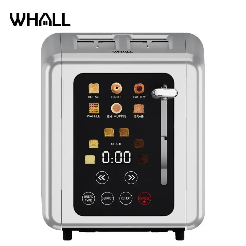 

WHALL Touchscreen 2 Slice Toaster, Stainless Steel, Digital Timer, Toaster with Sound Function, Smart, Extra Wide Slots