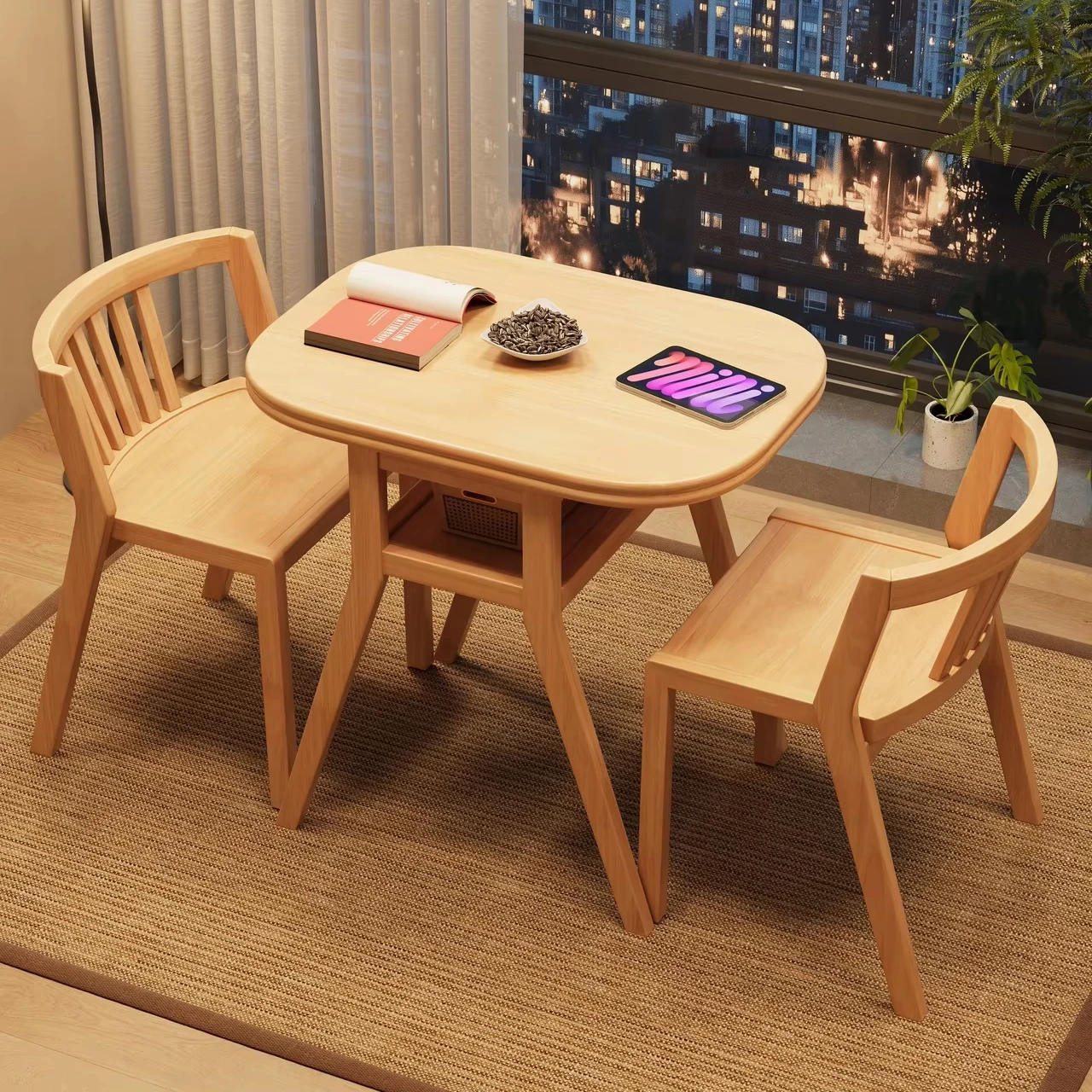 

@#Multifunctional Solid Wood square Table, Simple and Practical, for Living Room and Balcony (table Only)