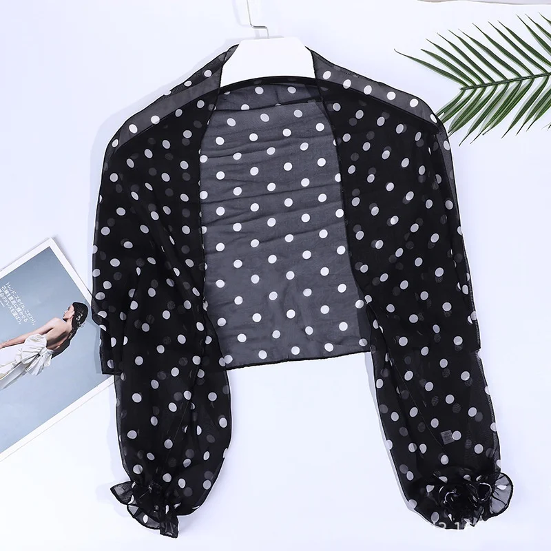 

Women Summer Long Sleeve Top Thin Perspective Shawl Shrug Tops Mesh Blouse Female Shirt