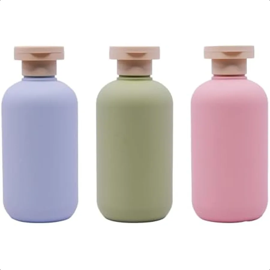 

3Pack Leakproof Travel Bottles 6.8 oz Squeeze Shampoo and Lotion Containers with Locking Flip Caps Food Grade HDPE PP for Toile