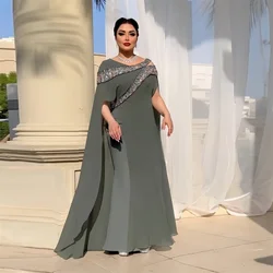 Personalizado arábia saudita vestido de noite vestido de baile decote colher trompete até o chão saias lantejoulas tule grânulo besp