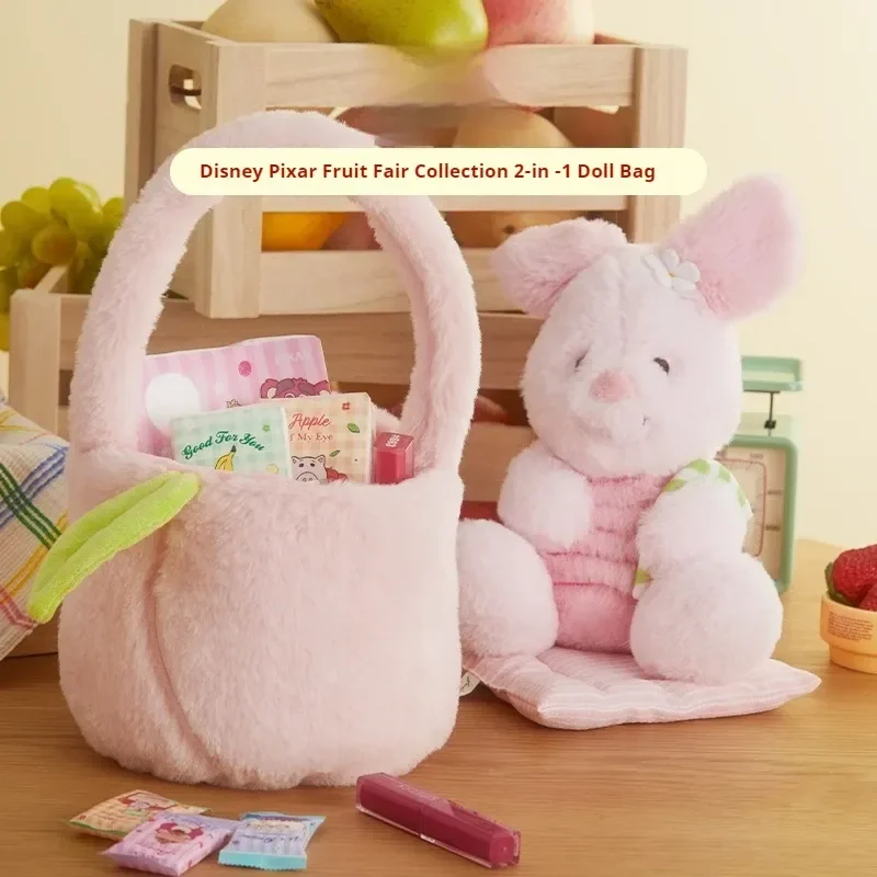 Disney Plush Toy Fruit Market Series Lotso Waddles Rex Stitch Piglet Pixar 2-In-1 Cute Fun Doll Handbag Cute Plushine Gift