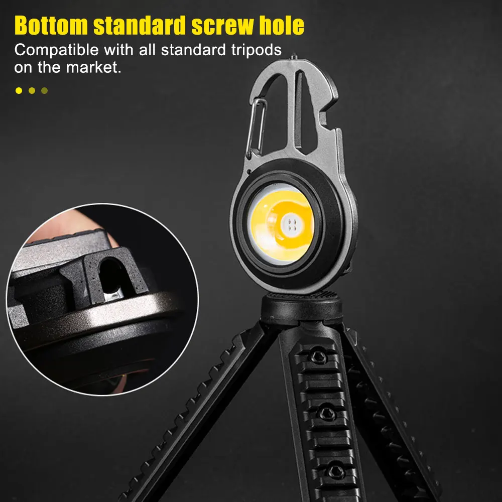 Multifunctional Mini Keychain Light with Tripod USB Charging Emergency Lamps Strong Magnetic Repair Work Outdoor Camping Light