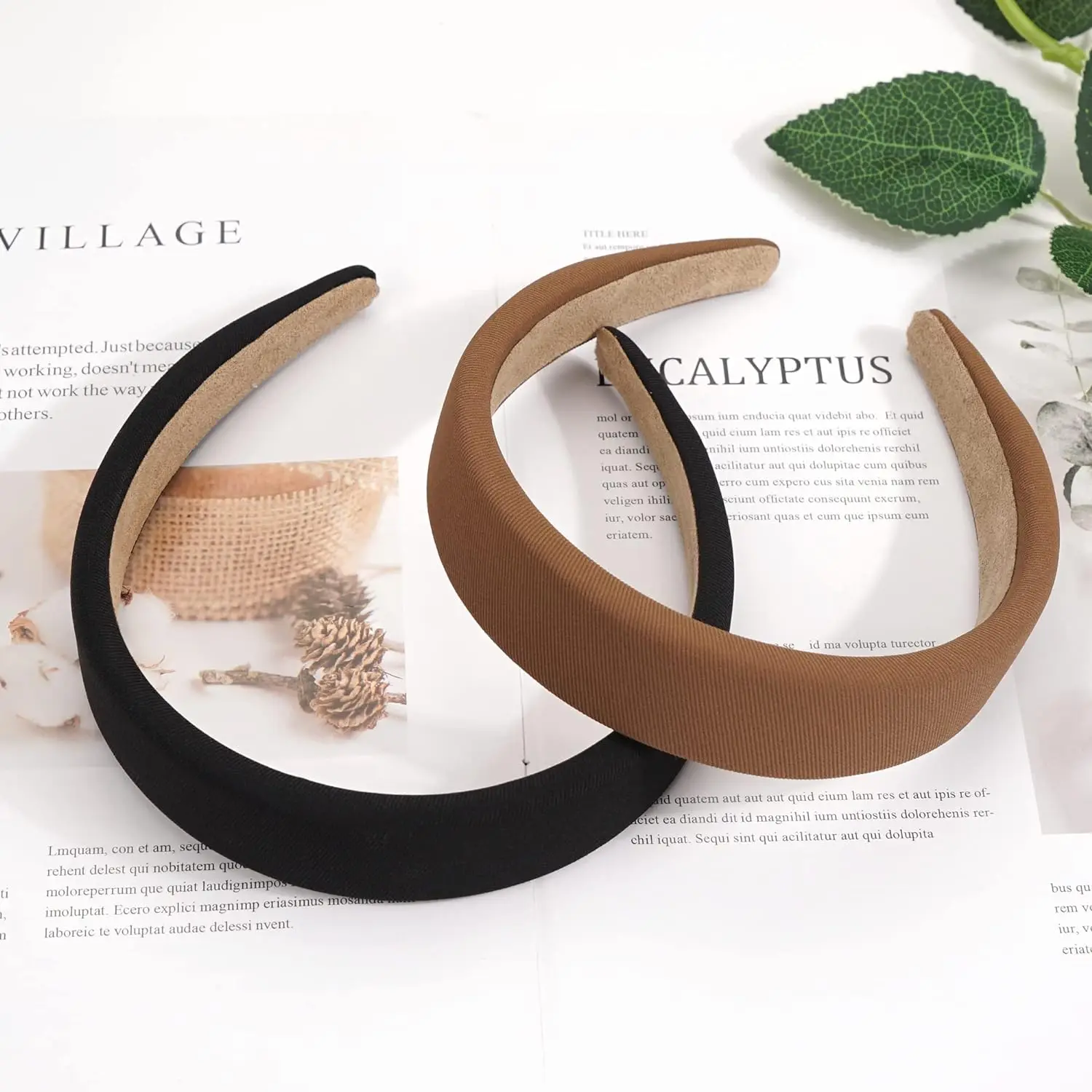 2Pcs Padded Headbands Girls Hair Accessories A Headbands for Women Wide Plain Headbands,Soft Sponge Headbands Outdoor Hair Acces