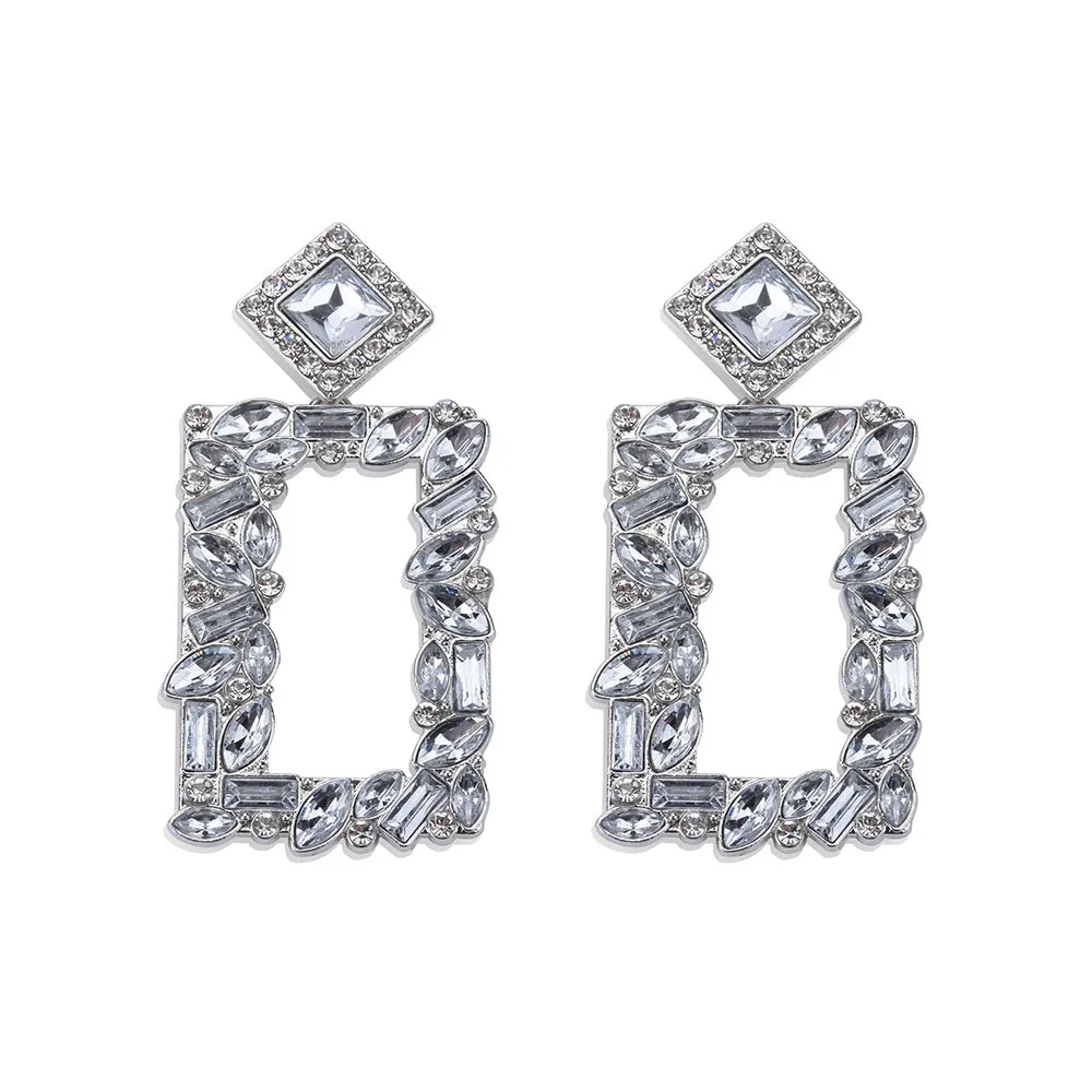 New style fashion earrings exaggerated geometric colored diamonds cross-border e-commerce supply jewelry manufacturers wholesale
