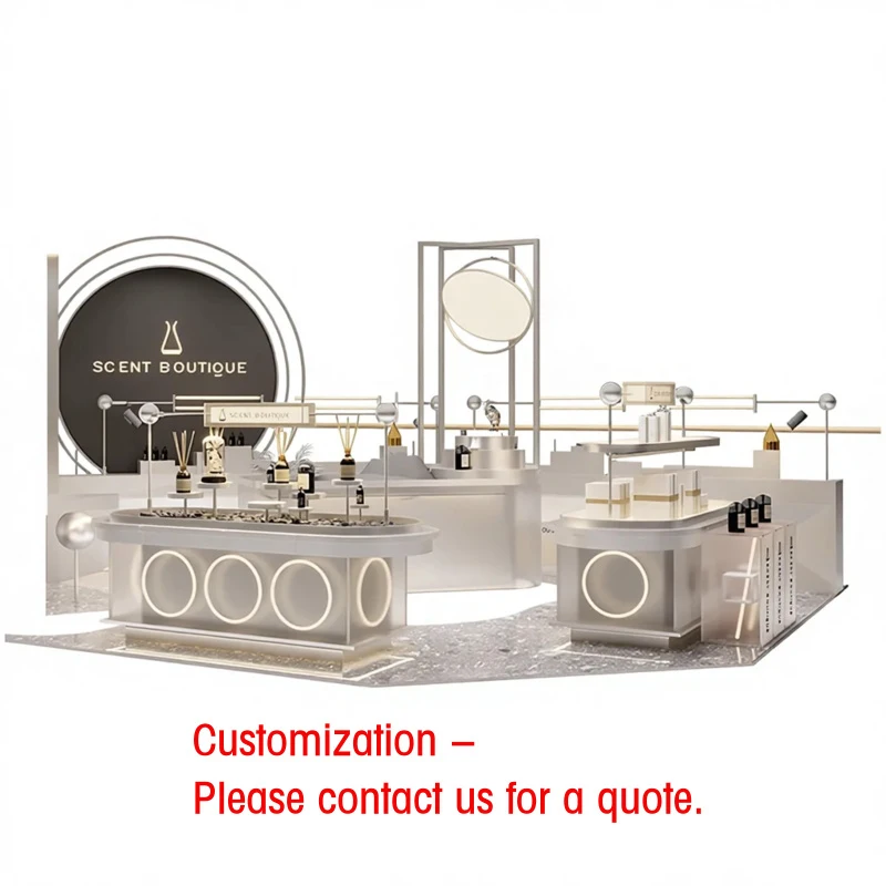 custom.Beauty Shop Booth Cosmetics Shelf Display Stand Island Silver Wooden Baking Paint Storage Cabinet Mall Use