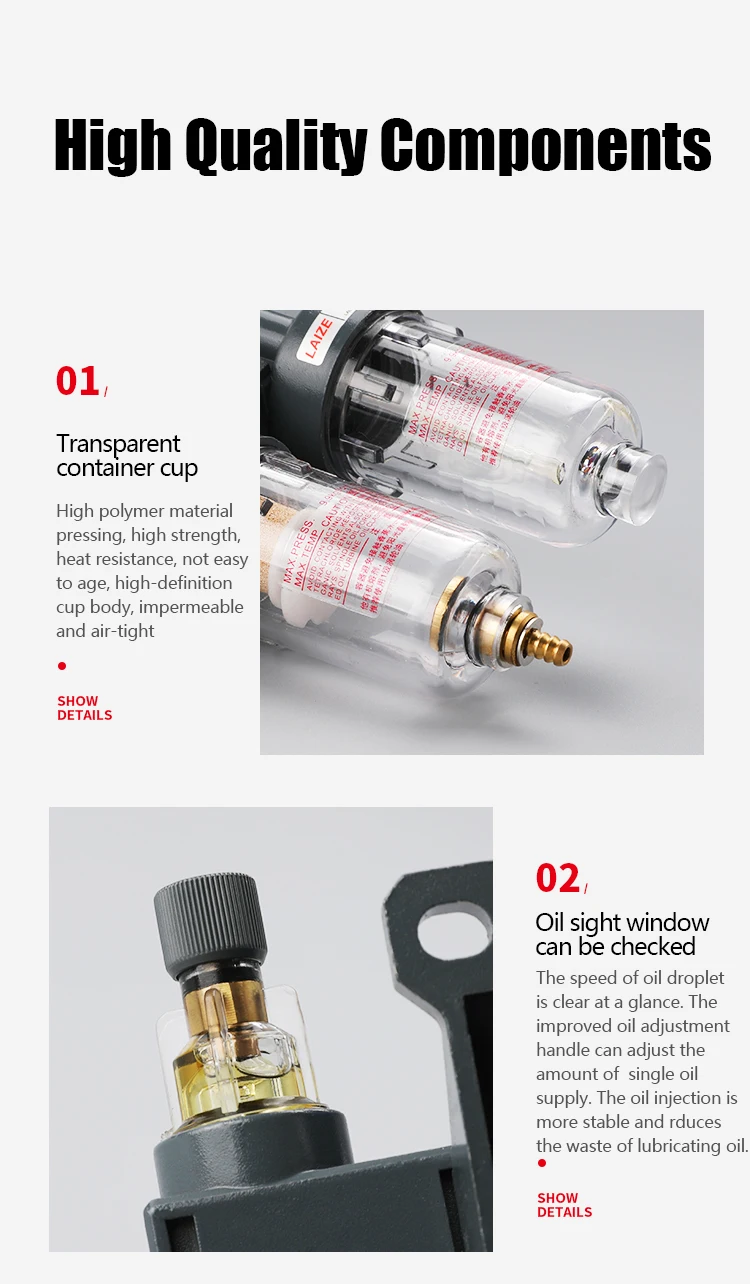 LAIZE Qualitäts-FRL Luftfilter Druckregler Schmiergerät Kombiniert Automatischen Ablass Mit Manometer AFC2000 AFC2000D – Detail 9