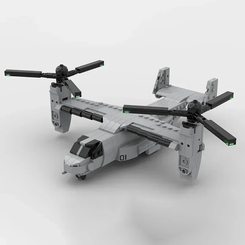 Moc อาคารอิฐทหารรุ่น 1:72 Scale V-22 Osprey เฮลิคอปเตอร์เทคโนโลยีบล็อกของขวัญของเล่นคริสต์มาส DIY ชุดประกอบ