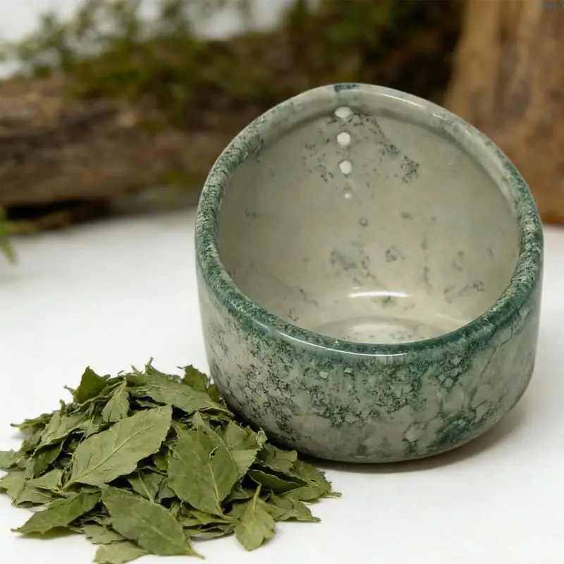 23GA Handmade Ceramic Herb Stripper Bowl Herb Stripping Bowl Herb Stripper Efficient Herb Peeling Cup for Salads Cooking