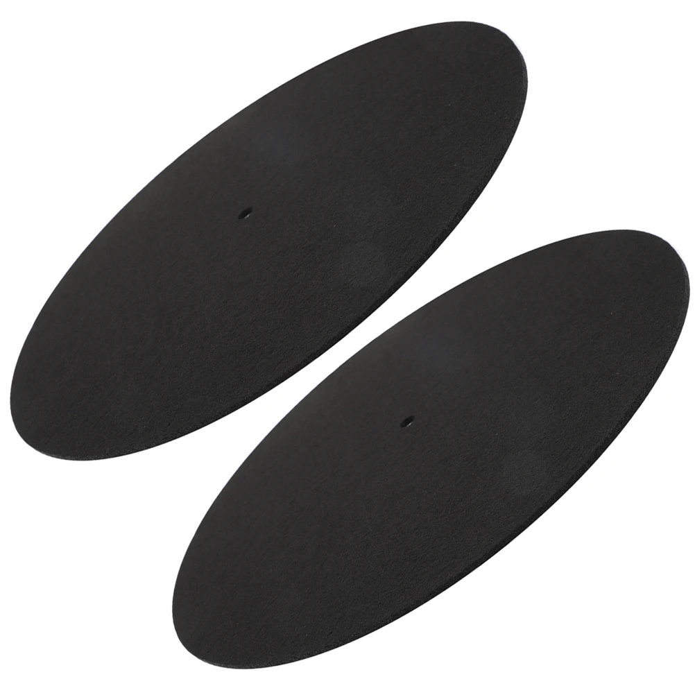 

2 Pcs Black Felt Record Mat Disc Protective Pad Vinyl Non-slip Turntable For Records