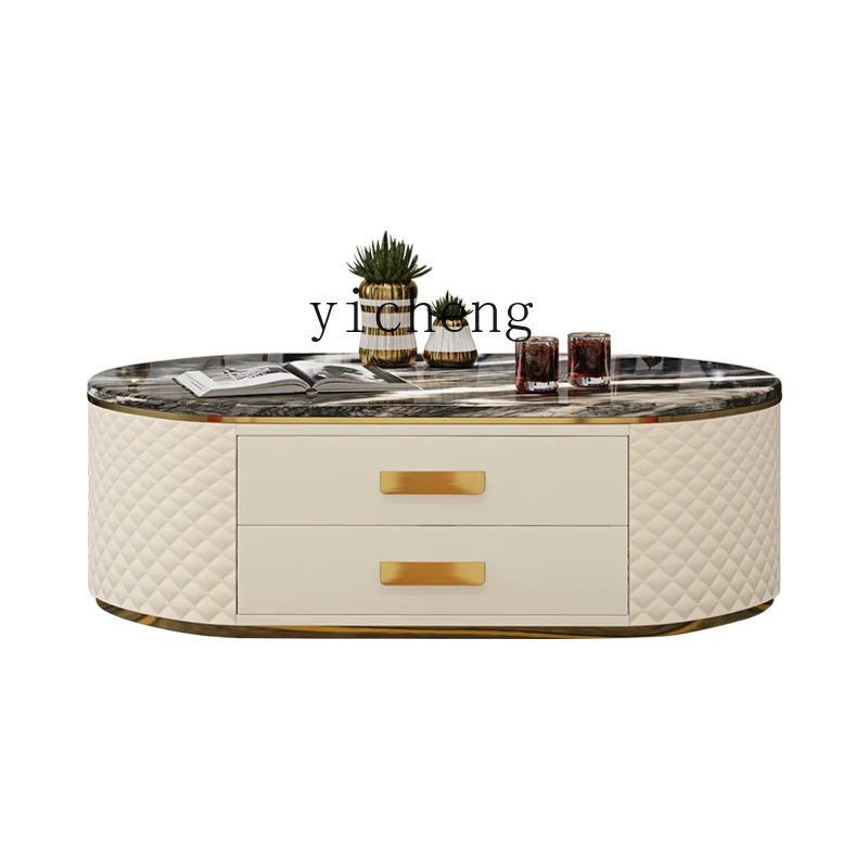 

YY Modern Marble TV Cabinet and Tea Table Combination Living Room Small Apartment Home