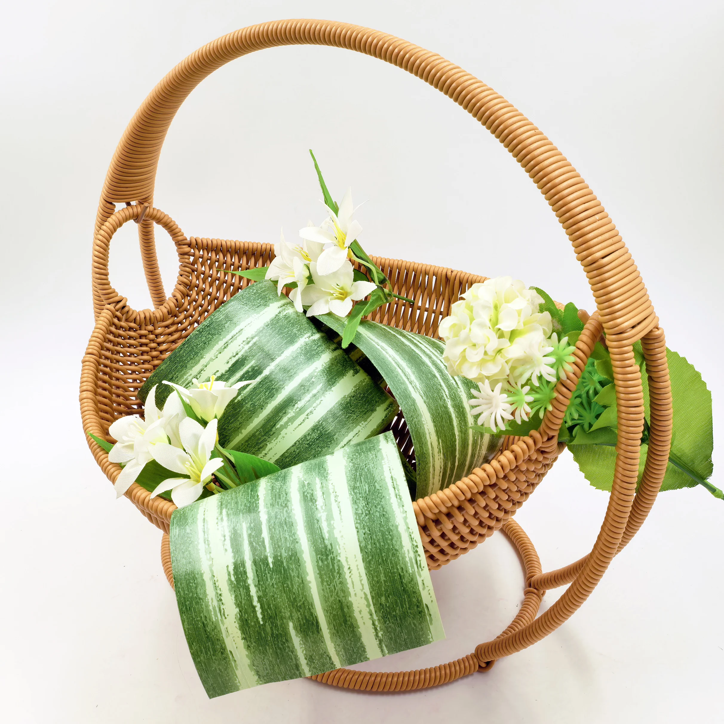 Neue 50-Yards-Ti-Blatt-PP-Bandrolle, grün, für Korb, Blumenstrauß, Kunstwerk, Heimdekoration, DIY, Party, Geschenkverpackung, Bänder, natürlich