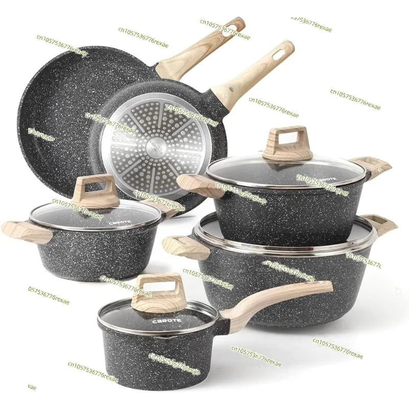 Cookware Sets 10 Pcs Stone Cookware Set,non stick frying pan set , pots and pans set ( Granite, induction cookware)