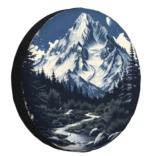 Imagen 1 del producto 1 Uds. Cubierta de neumático de repuesto de cuero PU de PVC blanco y negro puro, accesorios para cubiertas de ruedas de montaña, río y Luna para Suzuki Jimny Jeep Nissan