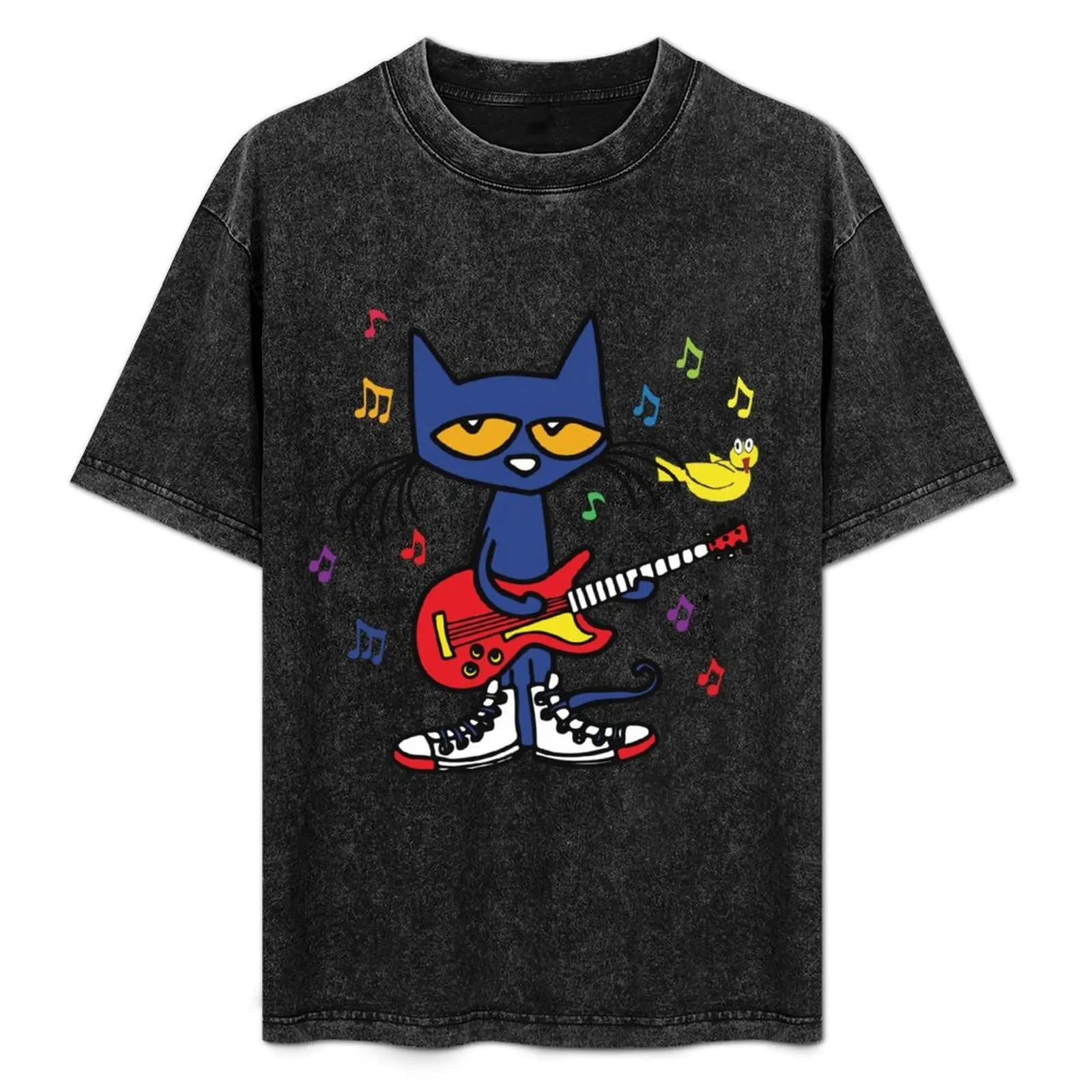 Rock and Read Yellow Bird Pete the Cat with his Red Guitar and white Shoes T-Shirt Plus Size Short Sleeve T-Shirt