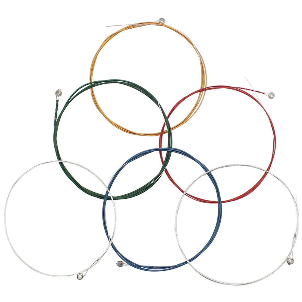 6 قطعة سلاسل الغيتار سبائك النحاس الصوتية سلسلة استبدال للجيتار الكلاسيكي الشعبي الملونة المغلفة ضبط طويل الأمد