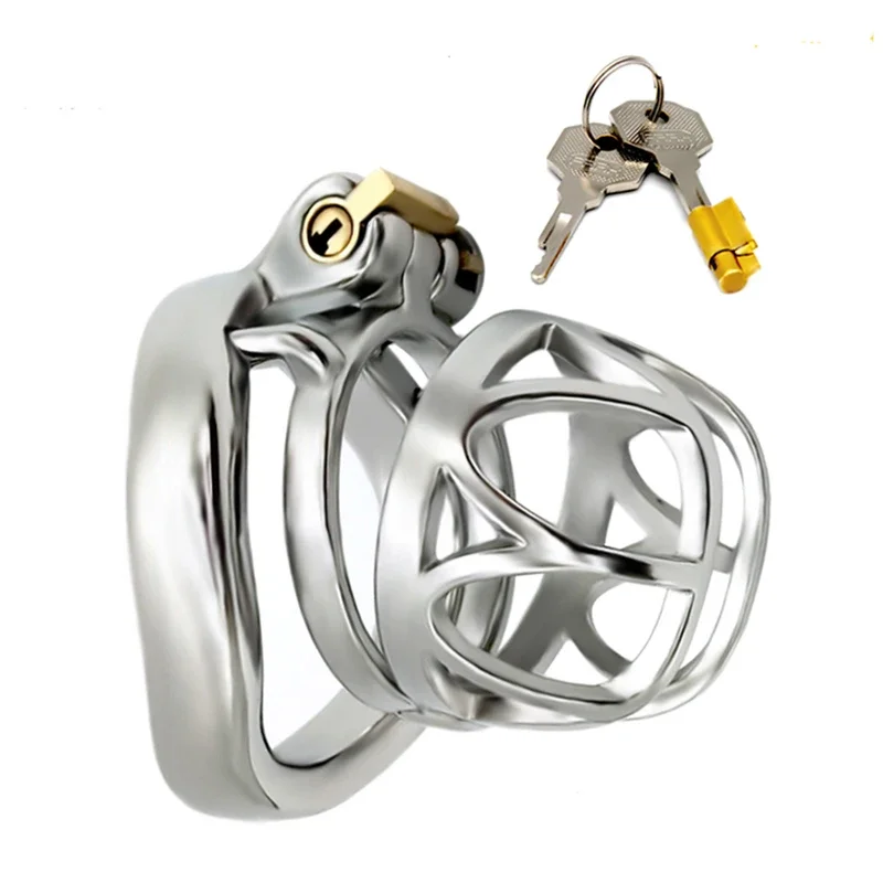 

FAAK Male Chastity Device Ring curved Stainless Steel Cock Cage Sex for Men Adult Toys Penis Sleeve