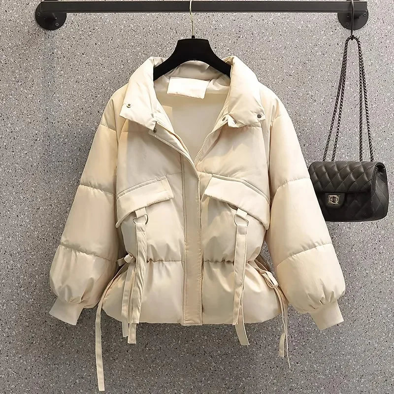 Cotton Padded Jacket 2024 Korean Winter Parkas Women Outdoor Loose Solid Short Warm Streetwear Fashion Bread Coat