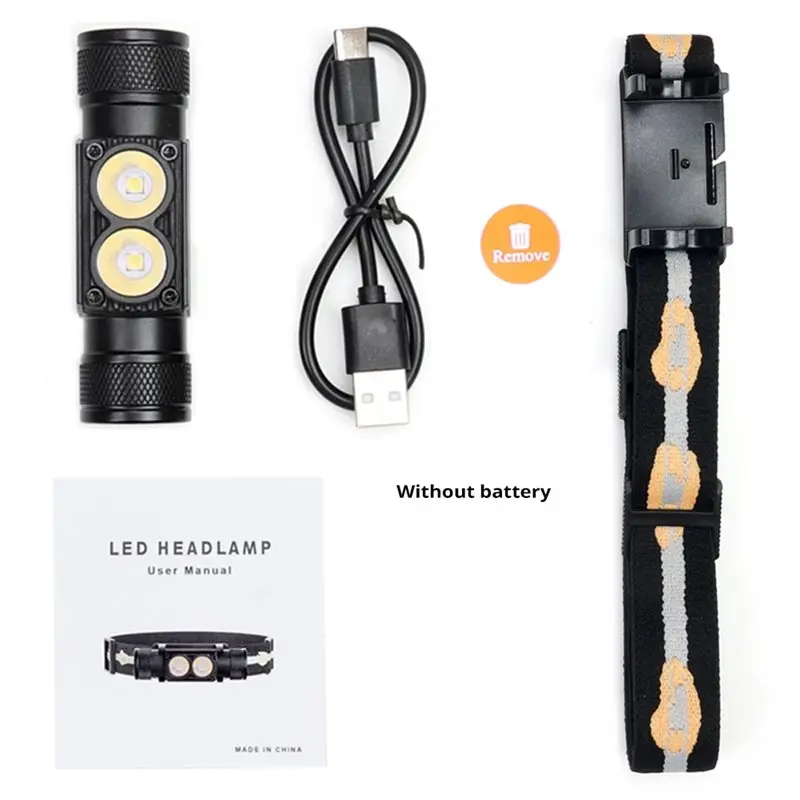 ABMR-H25L Camping Headlight USB Powered Rechargeable No Battery 1000LM Dual High CRI 5000K Head Torch