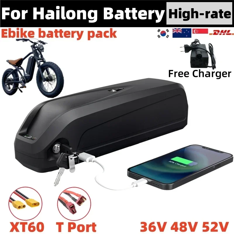 100% новый аккумулятор Hailong 36 В/48 В/52 В-20 Ач/30 Ач с 60 А BMS 350 Вт 500 Вт 750 Вт 1000 Вт для Bafang/BBS02/BBS03/BBSHD