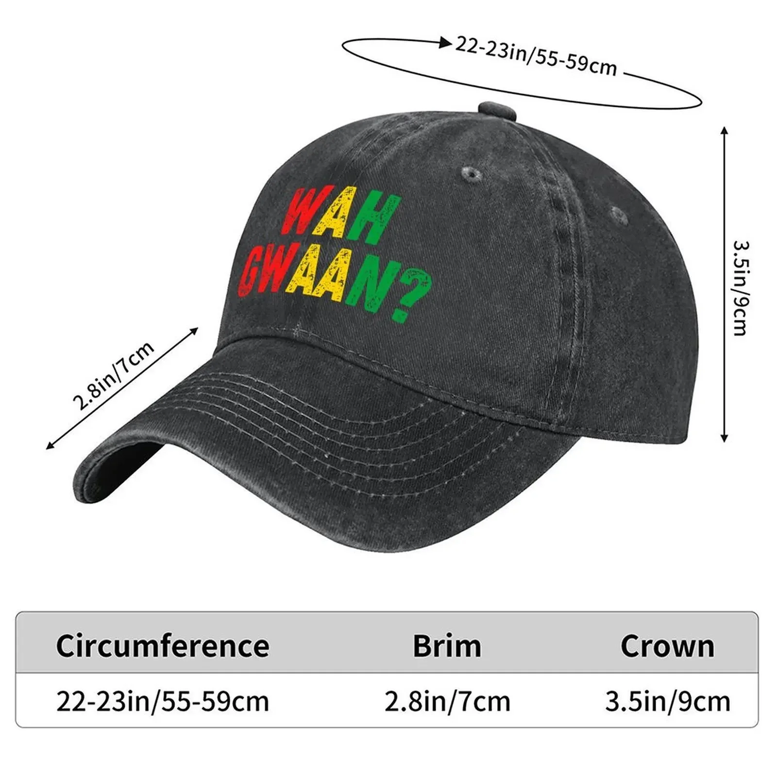 New Wah Gwaan Jamaican Patois Slang for What's up Reggae Rasta Colors Baseball Cap derby hat sun caps beach hat Caps For Women M
