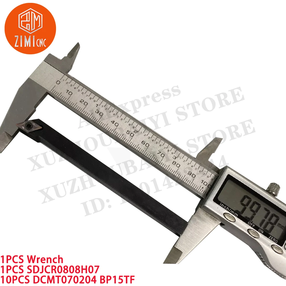 1 قطعة SDJCR0808H07  8X8mm حامل أداة تحول خارجي +  10 قطعة DCMT070204 BP1125  إدراجات كربيد  أداة CNC  مخرطة معدنية  أداة قطع