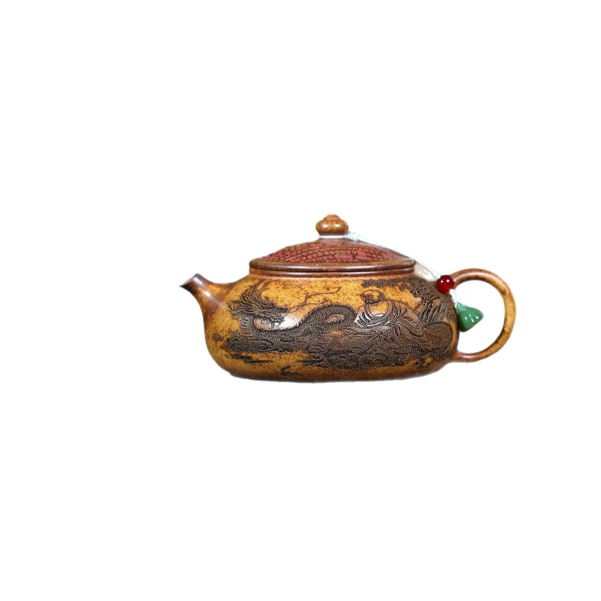Yixing Zisha Pot Handmade Raw Ore Keel Gold Sand Firewood Fired Luohan Hanjiang Pot