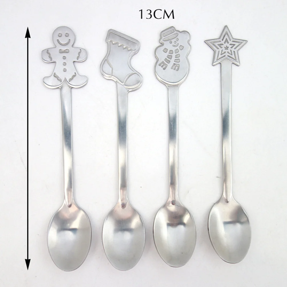

4Pcs Stainless Steel Coffee Mixing Spoons Xmas Cartoon Christmas Tableware Decor Gift Set Xmas Spoon Christmas Spoon