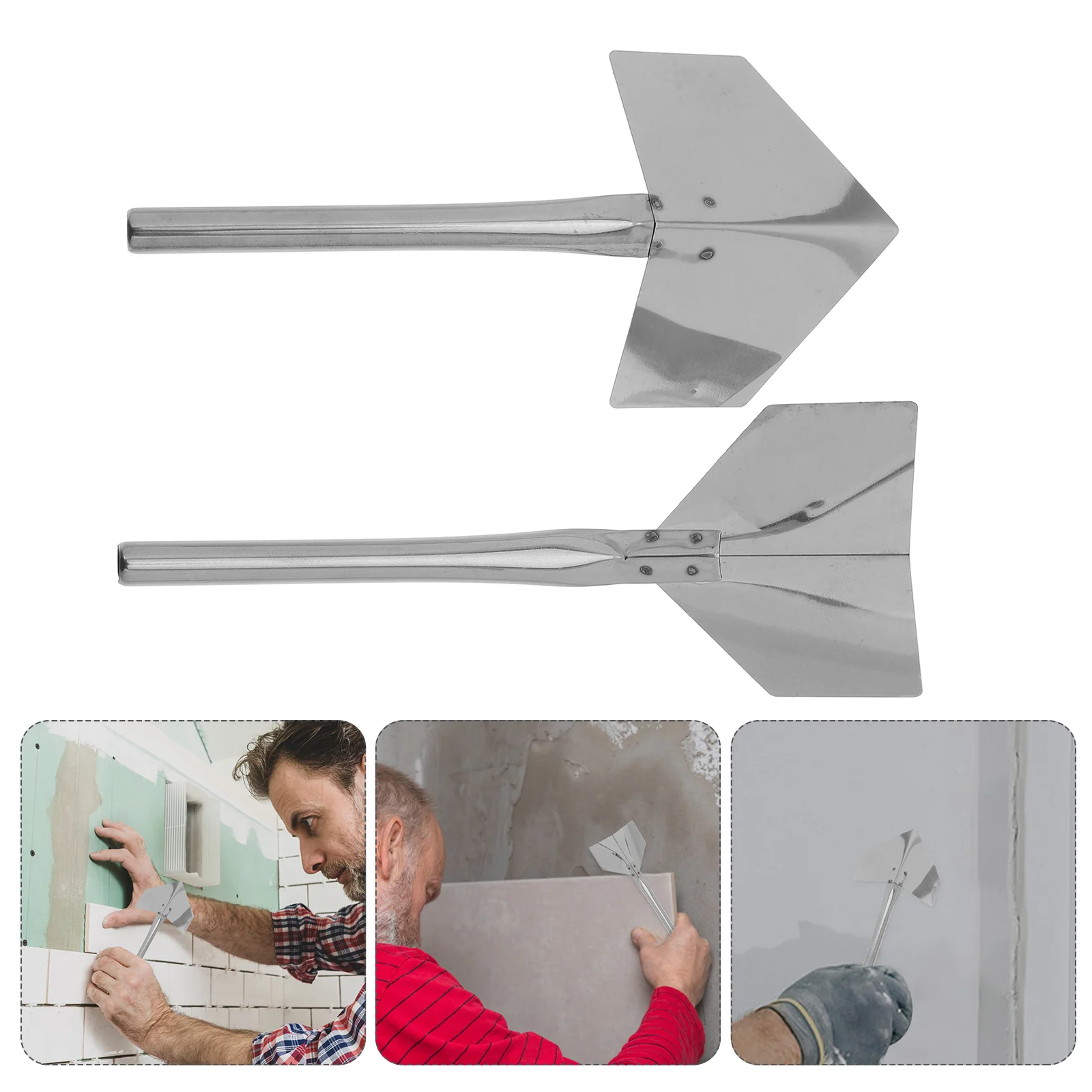 2 Pcs Yin and Yang Angle Puller Construction Hand Tools Plastering Sander External Corner Trowel Stainless Steel