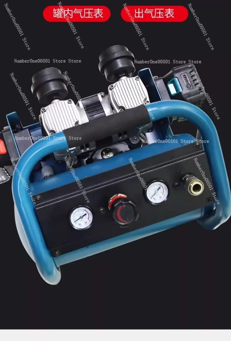High Power Cordless Air Compressor Lithium Battery Portable with Dual Gauges Inflator Pump
