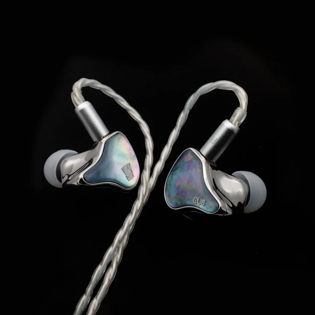 Auricolari di monitoraggio intrauricolari HeartField CU8 Quad-BA con cavo OFC staccabile placcato argento e sintonizzazione neutra Harman