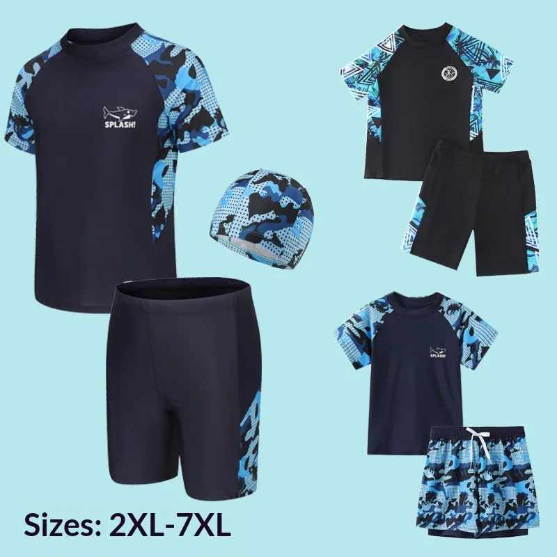 Children's Swimwear: Boys' Plus Size Professional Quick-Dry Training Swimsuit, Teenage Separate Swim Trunks, Swimwear Sets
