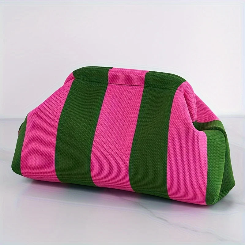 Striped Clutch Bag For Women, Elegant Banquet Handbag, Colorblock Evening Purse