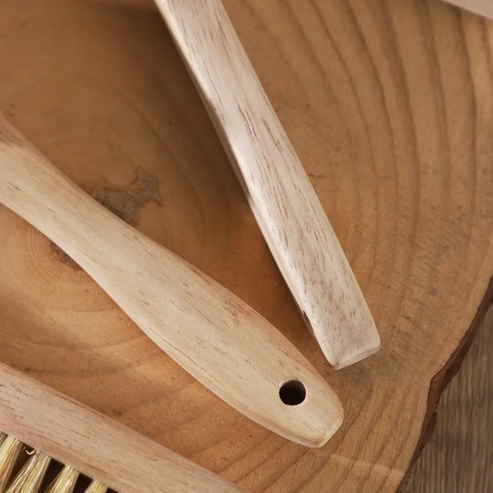 1/3PCS Small Solid Wood Long Handle Boar Bristle Nail Brush - Natural Portable Hand Care Tool for Nail Gap Cleaning