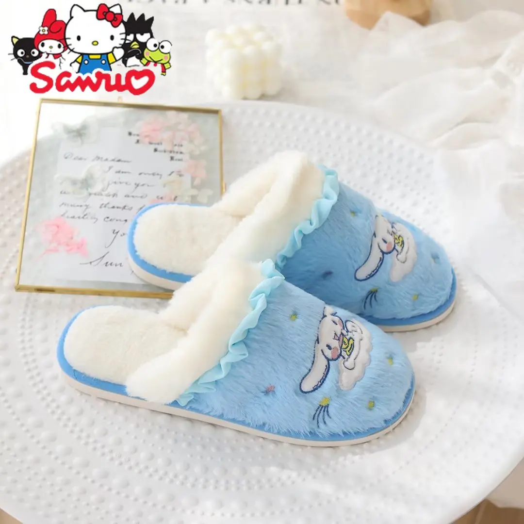 Sanrio Kuromi Hello Kitty Melody Cinnamoroll Pochacco Home kapcie futrzane halowe buty antypoślizgowe ciepłe buty do kapcie domowe