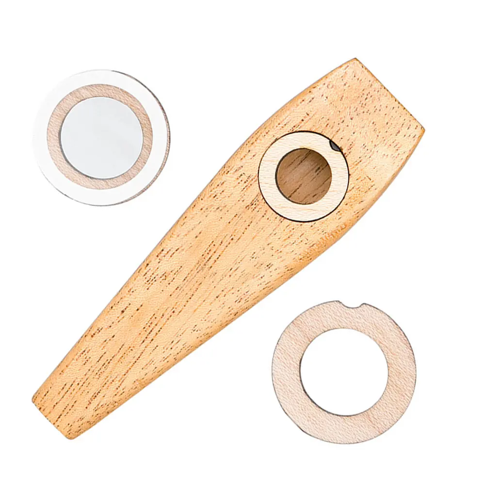 1Set Wooden Kazoo Musical Instrument for All Ages Easy to Play No Learning Required Portable Lightweight Resonant Guitar Ukulele