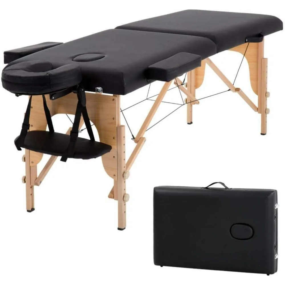 84"l Portable Massage Table Facial SPA Bed Tattoo W/free Carry Case,professional massage table is constructed of beech wood legs