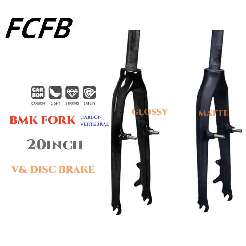 

Carbon fork Cycling Folding BMX Bike Front Fork Bicycle Parts Axle Width 100mm Fit for Wheel 20 inch Disc Brake V Brake