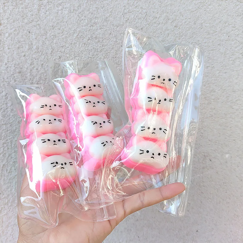 Cartoon Grappige Vierdelige Kat Strips Pinch Speelgoed Leuke Trage Rebound Stress Relax Speelgoed Blingbling Knijp Speelgoed Cadeau voor Kinderen