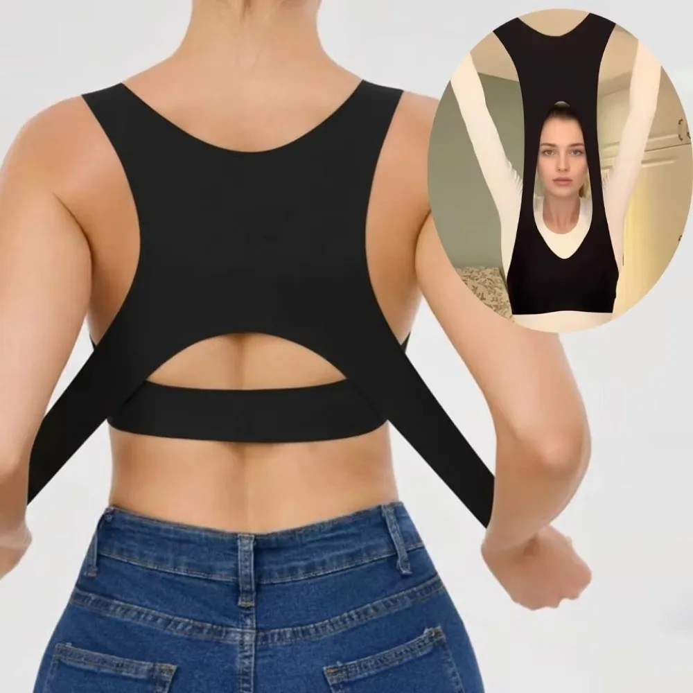 Vest Front Closure Posture Corrector Bra Cross Back Shockproof Wireless Underwear 2 in 1 Push Up Seamless Bra Daily Wear
