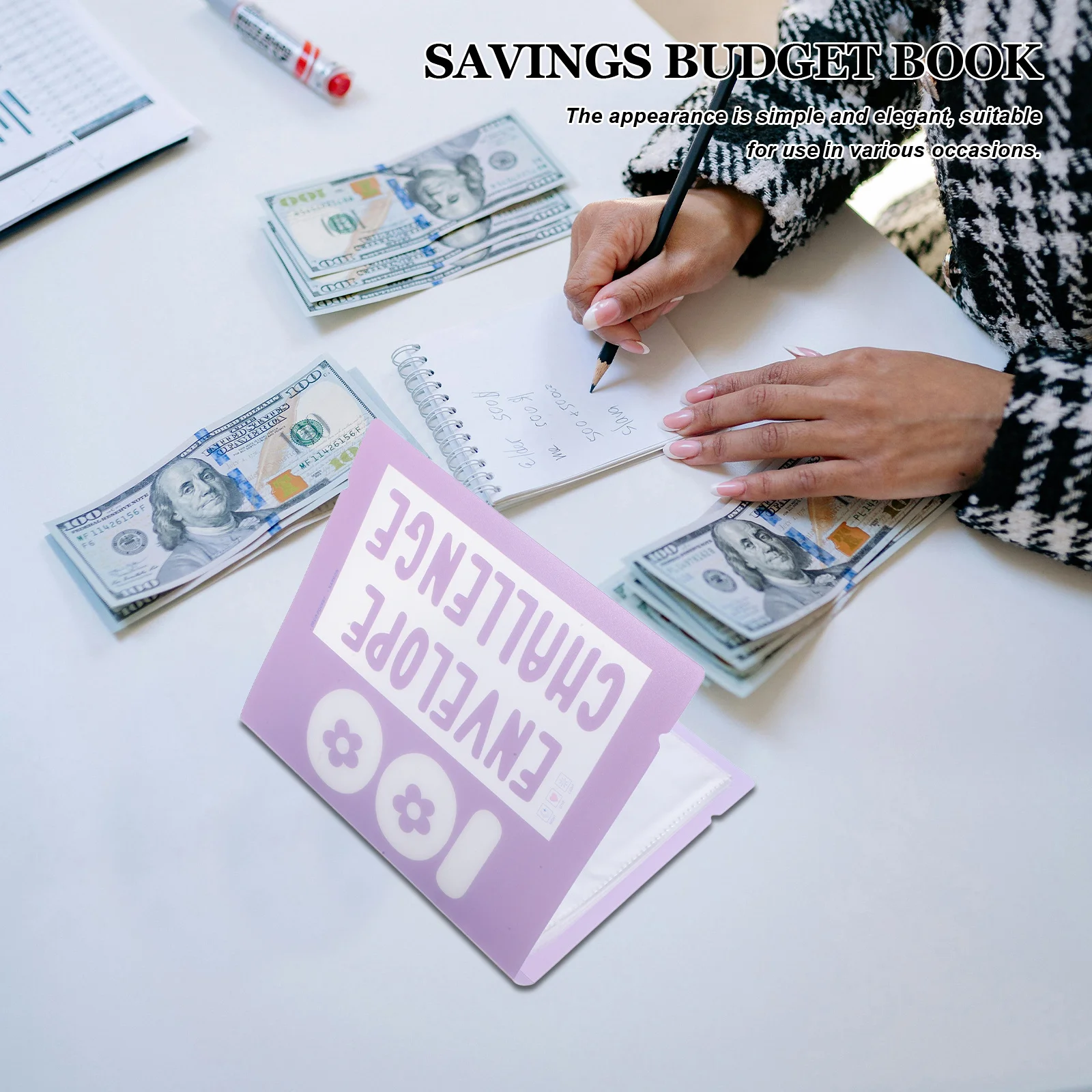 

100 Pockets Savings Challenge Binder Pvc Budgeting Book For Financial Planning Home Organization Kids Money Goal Tracker