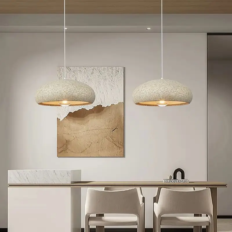 Wabi Sabi Handmade Yellow Bowl Shaped Star Dot Duplex Apartment Droplight Creative Pendent Lamp for Restaurant And Clothing Shop