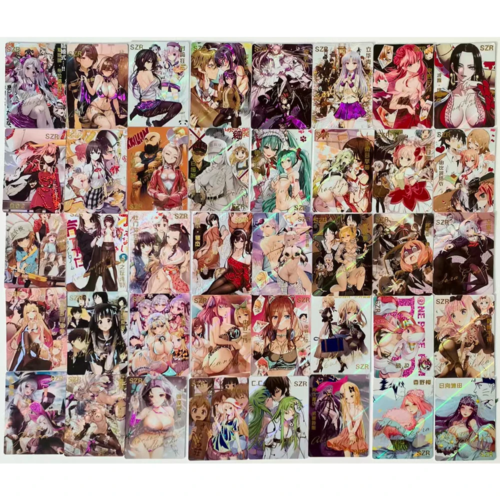4Set Anime Goddess Story DIY ACG Kochou Shinobu Kanroji Mitsuri Advanced Glitter Collectible Card Christmas Birthday Gift